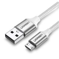 foto кабель синхронізації даних ugreen us290 usb - micro usb cable aluminum braid 1m white (60151)