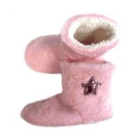 foto дитячі кімнатні капці-чобітки twins флісові, зірка, рожеві, розмір 34-35