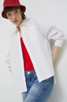 foto сорочка з домішкою льону tommy jeans колір білий relaxed класичний комір