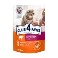 foto вологий корм для дорослих кішок club 4 paws premium з яловичиною в желе, 100 г