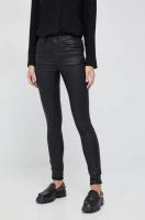 foto штани pepe jeans жіночі колір чорний облягаючі висока посадка