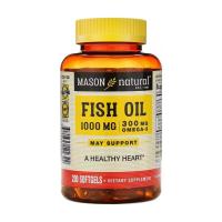 foto харчова добавка в гелевих капсулах mason natural omega-3 fish oil, риб'ячий жир 1000 мг з омега-3 300 мг, 200 шт