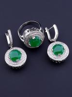 foto набор украшений sunstones серьги и кольцо размер 17 зеленые камни 024817-170