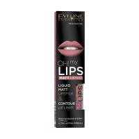foto набір eveline cosmetics oh! my lips (матова рідка помада для губ 04, 4.5 мл + контурний олівець для губ, 1.2 г)
