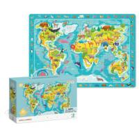 foto пазли картонні (5-7 років) dodo мапа світу тваринки (300133)