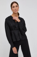 foto шовкова блузка the kooples жіноча колір чорний візерунок