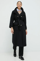 foto вовняне пальто sisley колір чорний перехідний двобортний