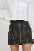 foto шкіряна спідниця remain колір коричневий mini пряма