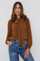 foto блузка tory burch жіноча колір коричневий гладка