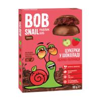 foto натуральні цукерки bob snail яблучно-полуничні в бельгійському молочному шоколаді, 60 г