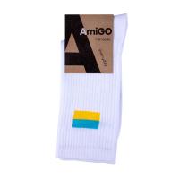 foto шкарпетки чоловічі amigo високі, спортивні, білі з прапором, розмір 27