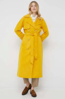 foto вовняне пальто tommy hilfiger колір жовтий перехідний двобортний
