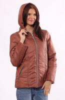 foto женская демисезонная комбинированная куртка murenna коричневый размер 54-56