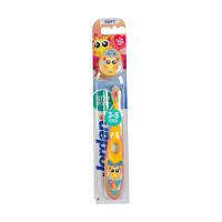 foto дитяча зубна щітка jordan step2 3-5 років м'яка, з ковпачком для подорожей, жовта, 1 шт