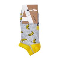 foto шкарпетки жіночі amigа укорочені, сірі з бананами, розмір 23-25