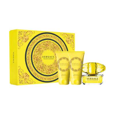 Podrobnoe foto парфумований набір жіночий versace yellow diamond (туалетна вода, 50 мл + гель для душу, 50 мл + лосьйон для тіла, 50 мл)