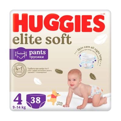 Podrobnoe foto підгузки-трусики huggies elite soft pants розмір 4 (9-14 кг), 38 шт