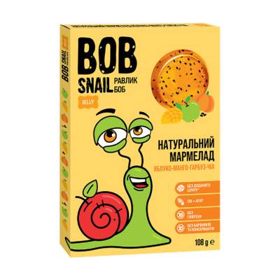 Podrobnoe foto натуральний мармелад bob snail яблуко-манго-гарбуз-чіа, 108 г