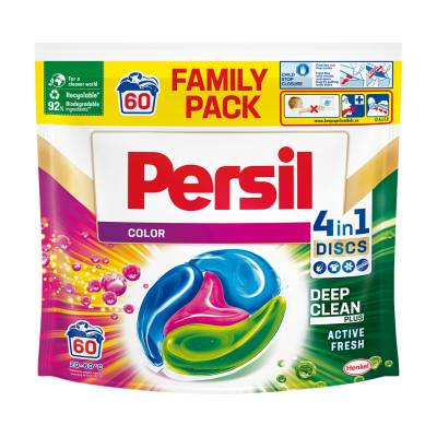Podrobnoe foto диски для прання persil color 4 in 1 discs deep clean plus active fresh, 60 циклів прання, 60 шт