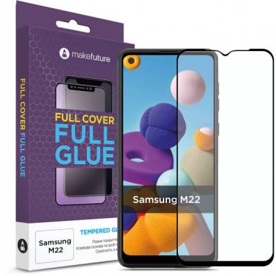 Podrobnoe foto захисне скло для смартфона makefuture full cover full glue samsung m22 (mgf-sm22)