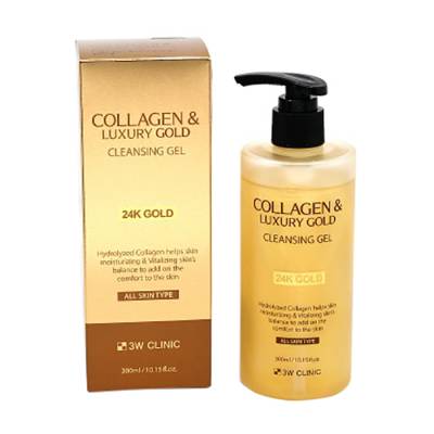 Podrobnoe foto очищувальний гель для обличчя 3w clinic collagen & luxury gold cleansing gel, 300 мл
