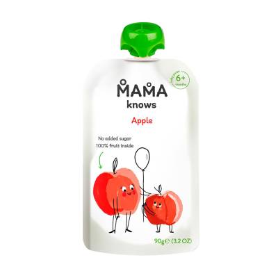 Podrobnoe foto дитяче фруктове пюре mama knows яблуко, без цукру, з 6 місяців, 90 г