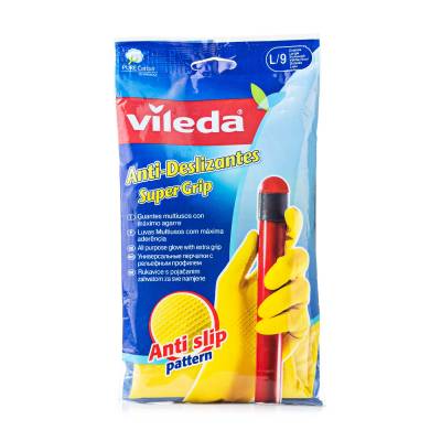 Podrobnoe foto рукавички vileda super grip, жовті, розмір l, 1 пара