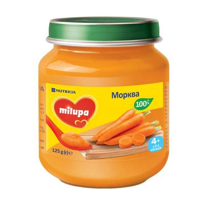 Podrobnoe foto дитяче овочеве пюре milupa морква, від 4 місяців, 125 г