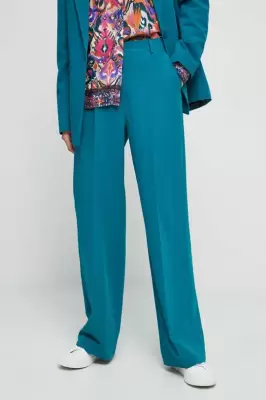 Podrobnoe foto штани medicine жіночі колір бірюзовий широке висока посадка