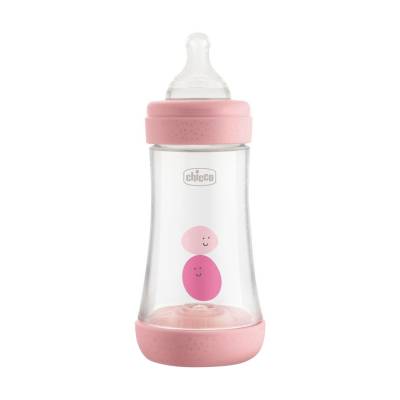 Podrobnoe foto дитяча пластикова пляшечка для годування chicco perfect 5 силіконова соска, середній потік, від 2 міс, рожева, 240 мл (20223.10.40)