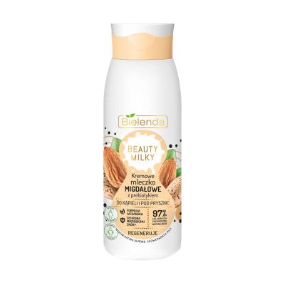 Podrobnoe foto молочко для ванни та душу bielenda beauty milky regenerating almond shower & bath milk, 400 мл