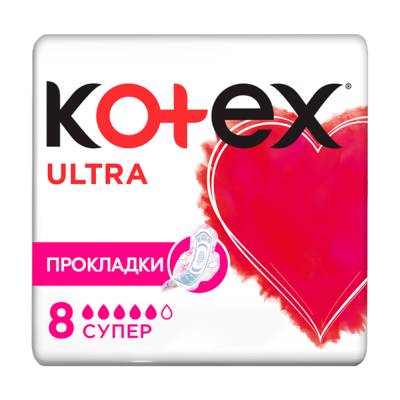 Podrobnoe foto гігієнічні прокладки для критичних днів kotex ultra super, 8 шт