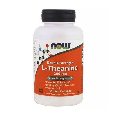 Podrobnoe foto харчова добавка в капсулах now foods double strength l-theanine l-теанін, 200 мг, 120 шт