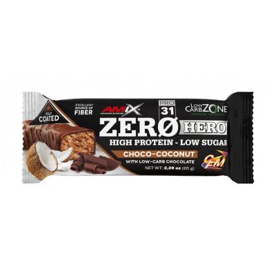 Podrobnoe foto протеїновий батончик amix nutrition low carb zero hero protein 31% bar подвійний шоколад, 65 г