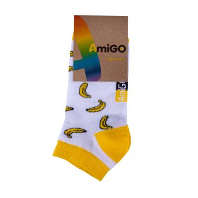Podrobnoe foto шкарпетки дитячі amigo укорочені, банани, білі, розмір 16-18