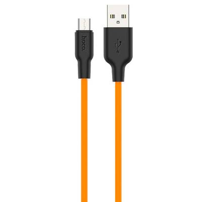 Podrobnoe foto дата кабель hoco x21 plus silicone microusb cable (1m) (black / orange) 908508