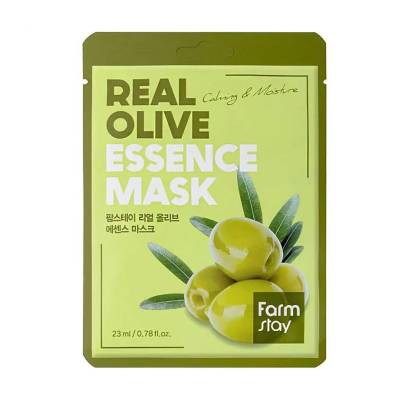 Podrobnoe foto зволожувальна тканинна маска для обличчя farmstay real olive essence mask з екстрактом оливи, 23 мл