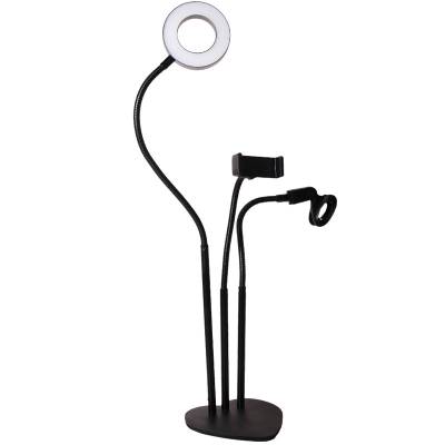 Podrobnoe foto кільцева led лампа з 2 тримачами + затиск для мікрофона, 9 см (чорний) 1110991