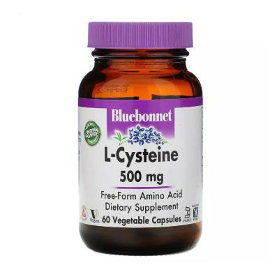 Podrobnoe foto харчова добавка амінокислота в вегетаріанських капсулах bluebonnet nutrition l-cystein l-цистеїн 500 мг, 60 шт
