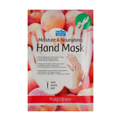 Podrobnoe foto зволожувальна маска-рукавички для рук purederm moisture & nourishing hand mask на основі персика, 2*13 г