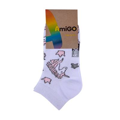Podrobnoe foto шкарпетки дитячі amigo укорочені, єдинороги, білі, розмір 20-22