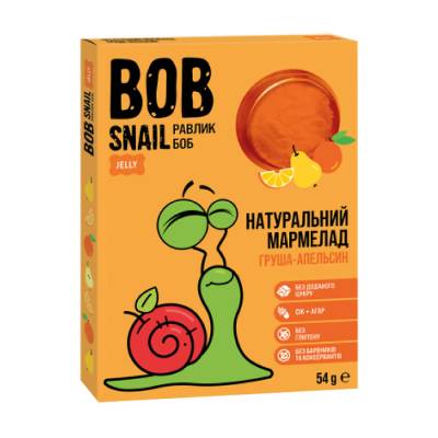 Podrobnoe foto натуральний мармелад bob snail груша-апельсин, круглий, 54 г