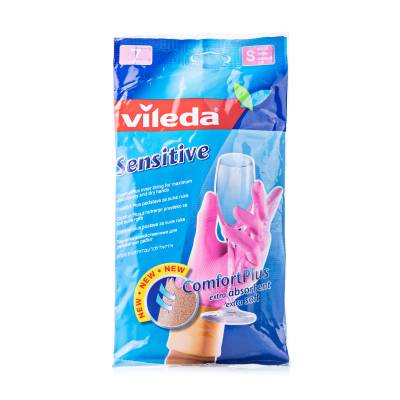 Podrobnoe foto рукавички vileda sensitive comfort, рожеві, розмір s, 1 пара
