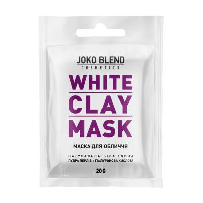 Podrobnoe foto біла глиняна маска для обличчя joko blend white сlay mask, 20 г