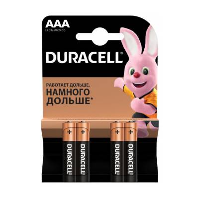Podrobnoe foto батарейки duracell basic aaa 1.5v lr03, 4 шт