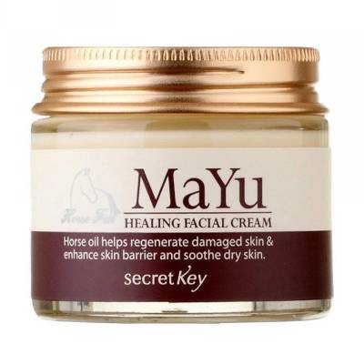 Podrobnoe foto крем для обличчя secret key mayu healing facial cream з кінським жиром, відновлювальний, 70 г