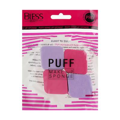 Podrobnoe foto набір спонжів для макіяжу bless beauty puff make up sponge 4 в 1, міні  ромб, рожево/фіолетові, 4 шт