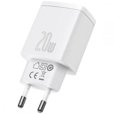 Podrobnoe foto мзп baseus compact quick charger 20w qc+ pd (type-c + 1usb) (ccxj-b) (white) 1220620