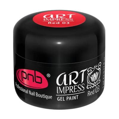 Podrobnoe foto гель-фарба для дизайну нігтів pnb uv/led art impress gel paint, 03 red, 5 мл