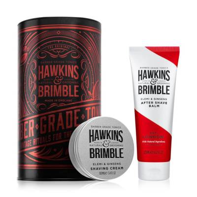 Podrobnoe foto набір для гоління hawkins & brimble чоловічий (крем для гоління, 100 мл + бальзам після гоління, 125 мл)